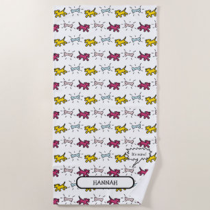 Serviette De Plage Chiens Bones RY Graffiti Style Nom Plage Serviette