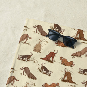 Serviette De Plage Chiens de fouille - motif de vacances de plage.