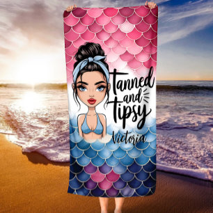 Serviette De Plage Chignon Décoiffé Écailles de Poisson Brunie et Émé