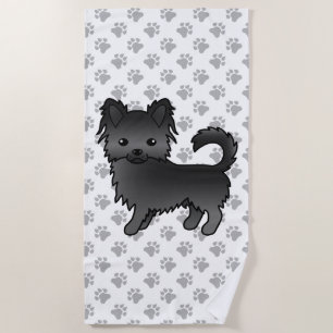 Serviette De Plage Chihuahua à manteau long noir Chien de dessin anim
