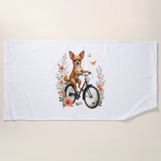 Serviette De Plage Chihuahua  Bike  Bicycle  Dog  Cycling 
