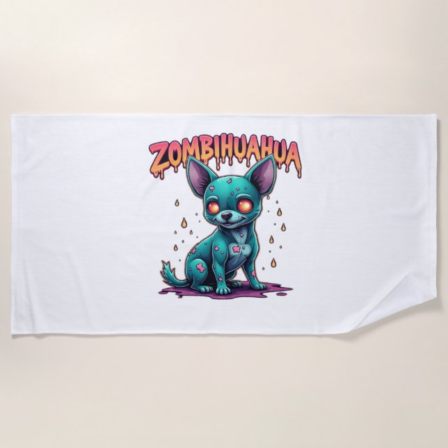 Serviette De Plage Chihuahua Chi Chichi Chiwawa Zombie Chien Hallowee (Devant)