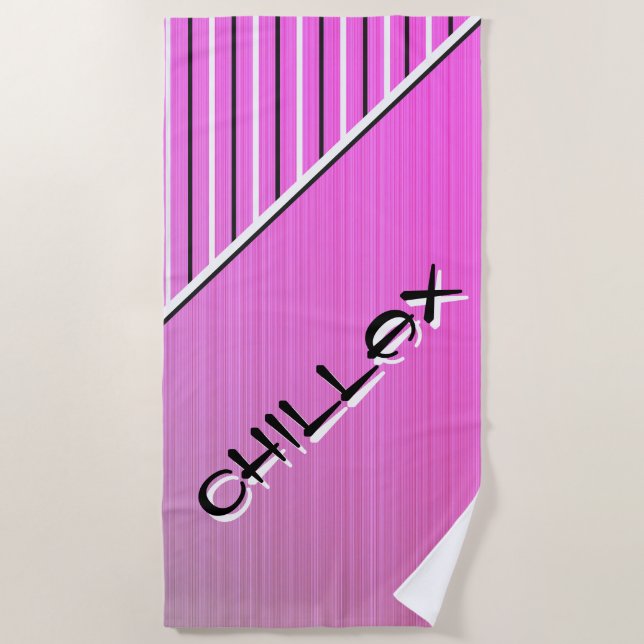Serviette De Plage Chillax rose (Devant)