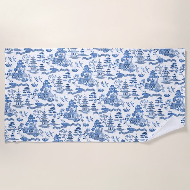 Serviette De Plage Chinoiserie Blue Willow (Devant)