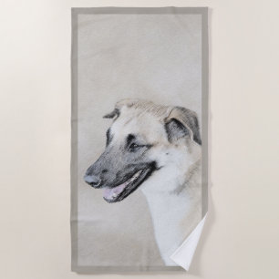 Serviette De Plage Chinook (oreilles d'hélicoptère) Peinture - Chien