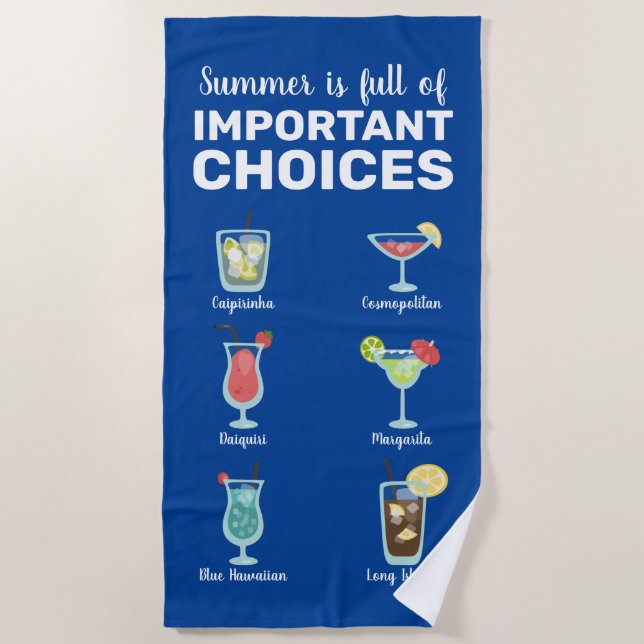 Serviette De Plage Choix important : Cocktails d'été (Devant)