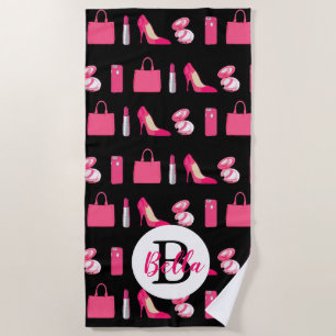 Serviette De Plage Choses girly roses--conception de maquillage de