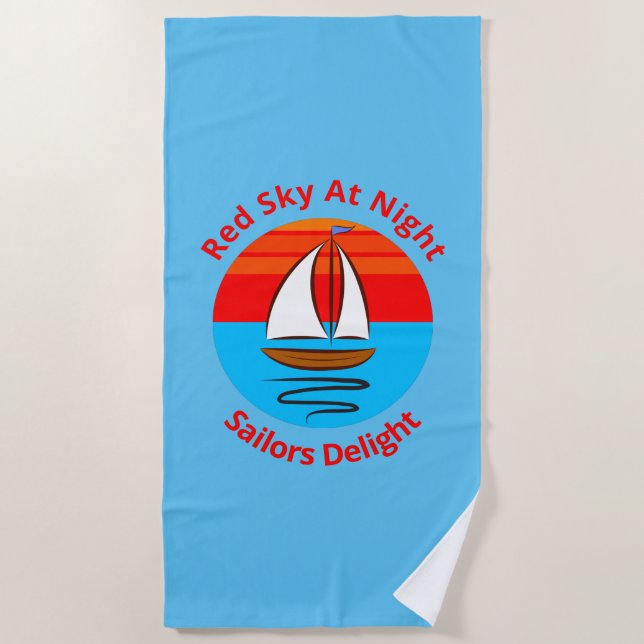 Serviette De Plage Ciel Rouge À Night Sailers Delight - Voile (Devant)
