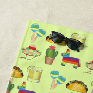 Serviette De Plage Cinco de Mayo Taco Piñata Margarita Cactus Maracas