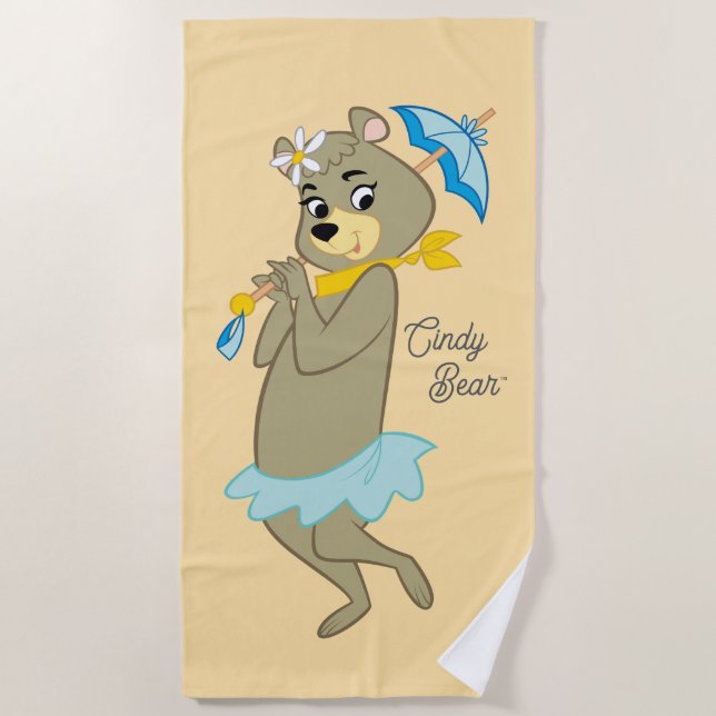 Serviette De Plage Cindy Bear tenant le parasol (Devant)