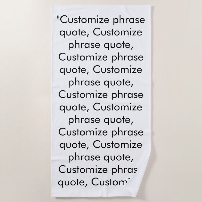 Serviette De Plage Citation de phrase personnalisée noir blanc minima (Devant)