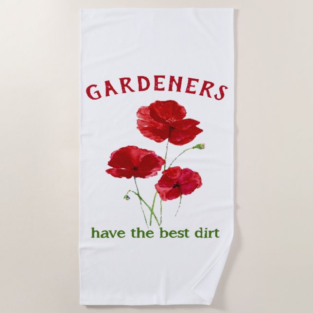 Serviette De Plage Citation Jardin amusant Aquarelle Rouge Pavot Fleu (Devant)