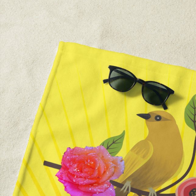 Serviette De Plage Citron jaune soleil et gouttes de ragoût (En situation)