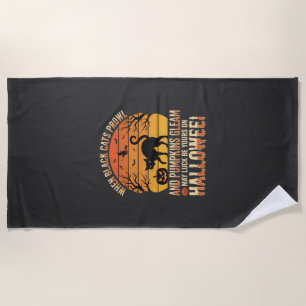 Serviette De Plage Citrouille Chat Noir Halloween Design Vectoriel