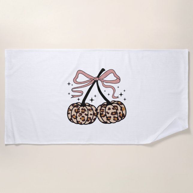 Serviette De Plage Citrouille d'automne, Cerises Citrouilles, Citroui (Devant)