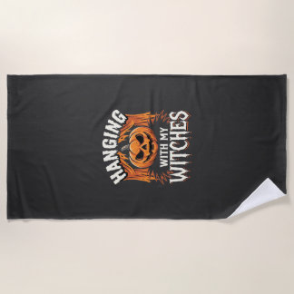 Serviette De Plage Citrouille d'Halloween avec mes sorcières suspendu