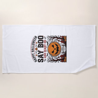 Serviette De Plage Citrouille d'Halloween dit Boo Épouvantable Vintag