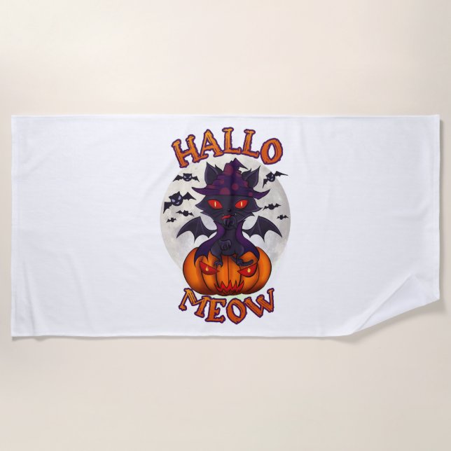 Serviette De Plage Citrouille Halloween Catoween (Devant)