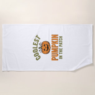 Serviette De Plage Citrouille la plus cool du patch Halloween vintage