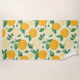 Serviette De Plage Citrus citron jaune motif de fruits tropicaux