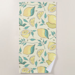 Serviette De Plage Citrus de citron moderne jaune d'été Personnalisé