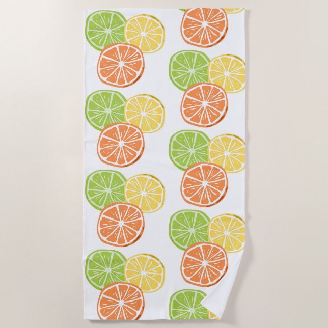Serviette De Plage Citrus Orange Citron Lime été (Devant)