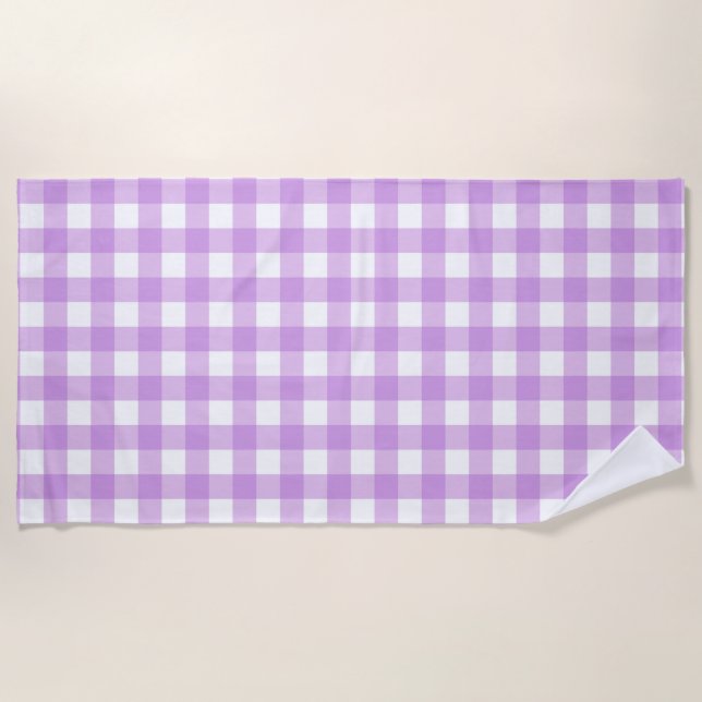Serviette De Plage Classic En vichy Vérifier Plaid Motif Lilac (Devant)