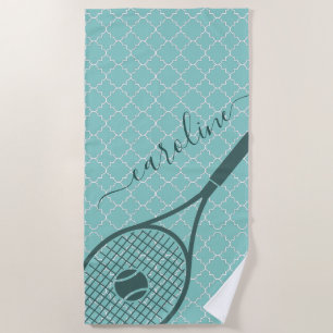 Serviette De Plage Classic Tennis Racket Ball Girl's Name Sport Style