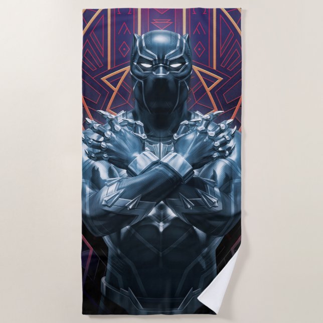Serviette De Plage Classiques Avengers | Salut de Black Panther (Devant)