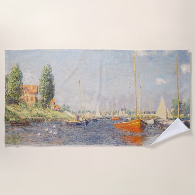 Serviette De Plage Claude Monet. Bateaux rouges, Argenteuil (Devant)