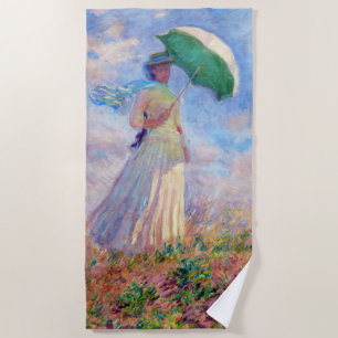 Serviette De Plage Claude Monet - Femme avec un parasol face à droite
