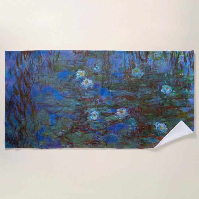 Serviette De Plage Claude Monet - Lys d'Eau Bleue (Devant)