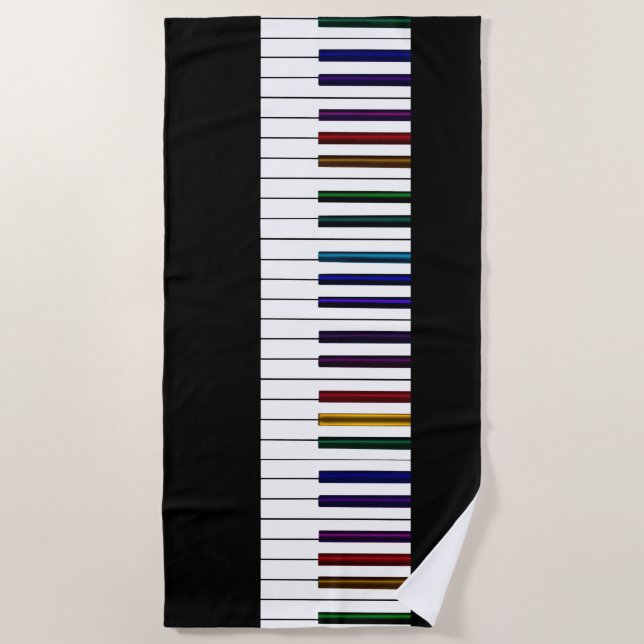 Serviette De Plage Clés psychédéliques foncées fraîches de piano (Devant)
