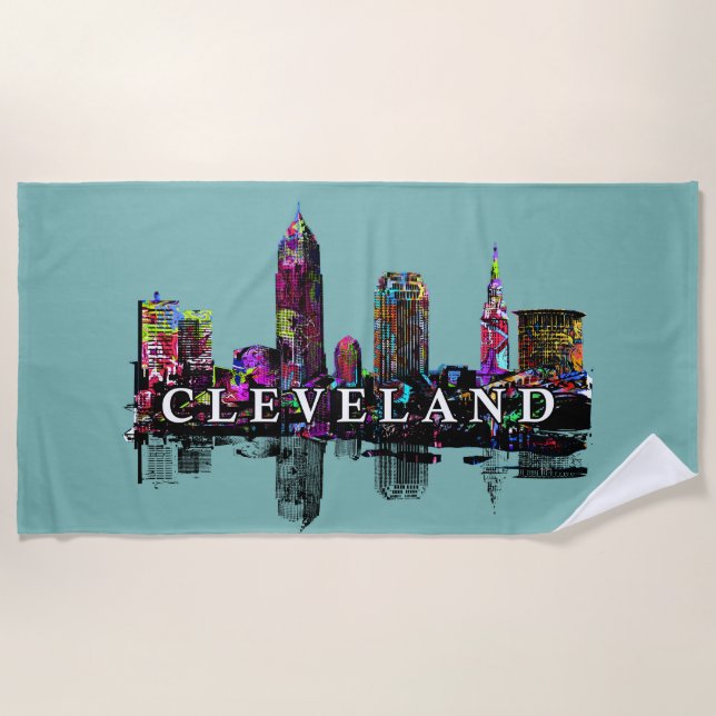 Serviette De Plage Cleveland, Ohio recouvert de graffitis (Devant)