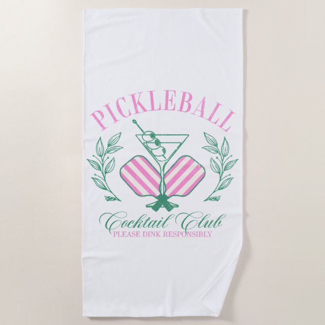 Serviette De Plage Club Cocktail Pickleball (Devant)
