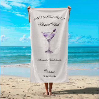 Serviette De Plage Club Social Cocktail Lavande Voyage Filles de Bach