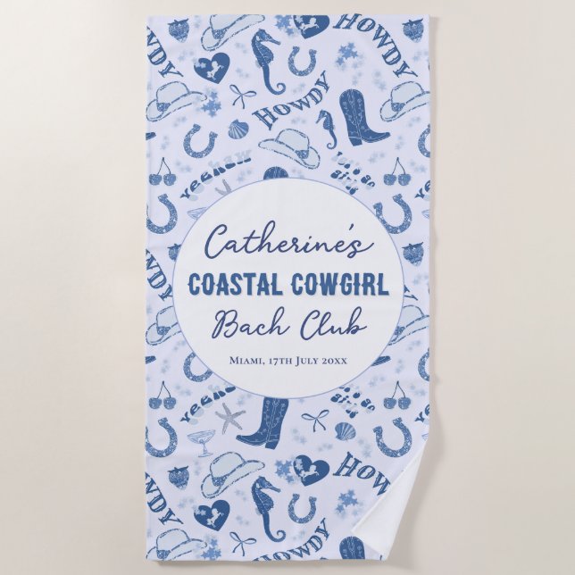 Serviette De Plage Coastal Cowgirl Bach Club Motif amusant (Devant)