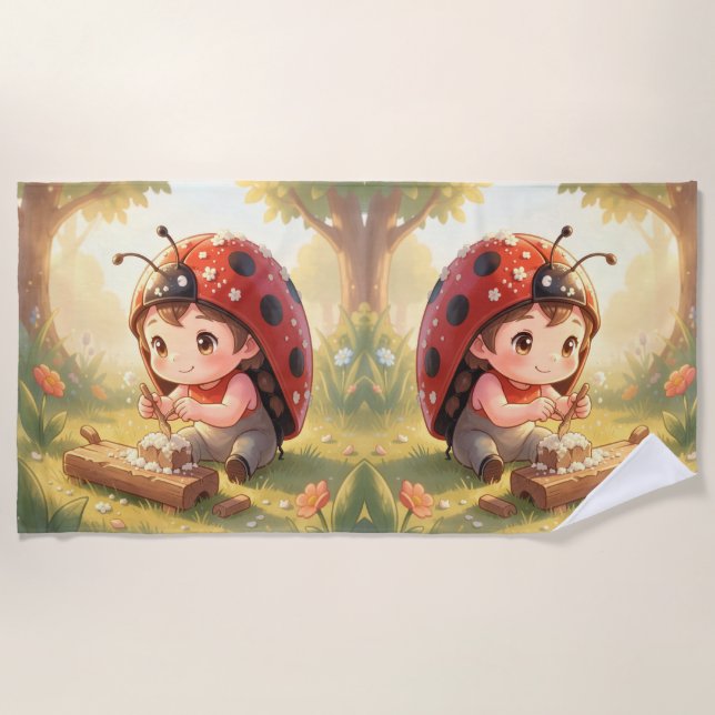 Serviette De Plage Coccinelle et le royaume de nectar caché (Devant)