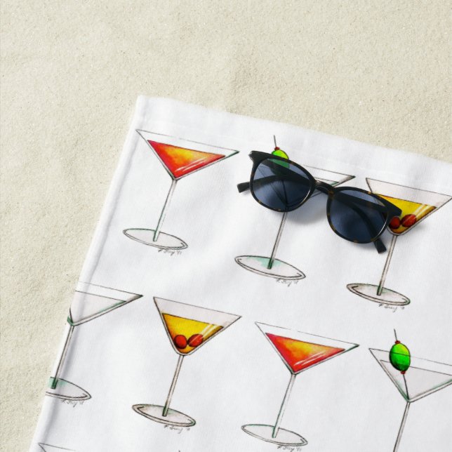 Serviette De Plage Cocktail Boisson Mixte Martini Manhattan Cosmo Ver (En situation)