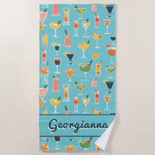 Serviette De Plage Cocktails de mixologie rétro