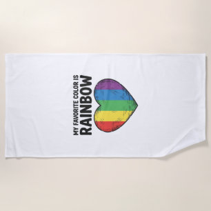 Serviette De Plage Cœur Arc-en-ciel Gravure Vintage Couleur Préférée