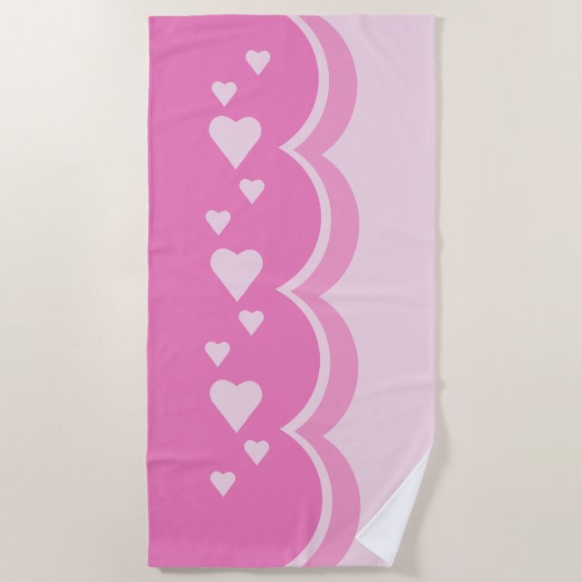 Serviette De Plage Coeurs roses (Devant)