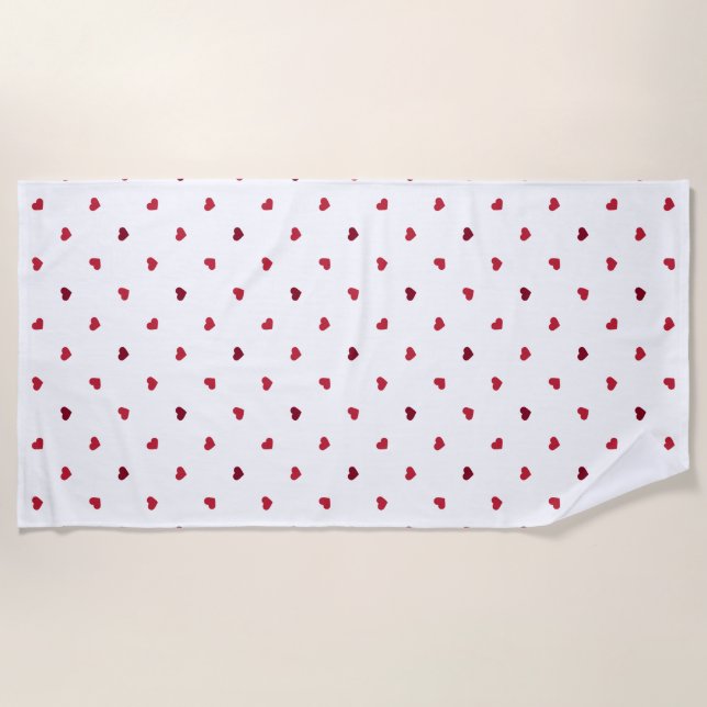 Serviette De Plage Coeurs rouges (Devant)