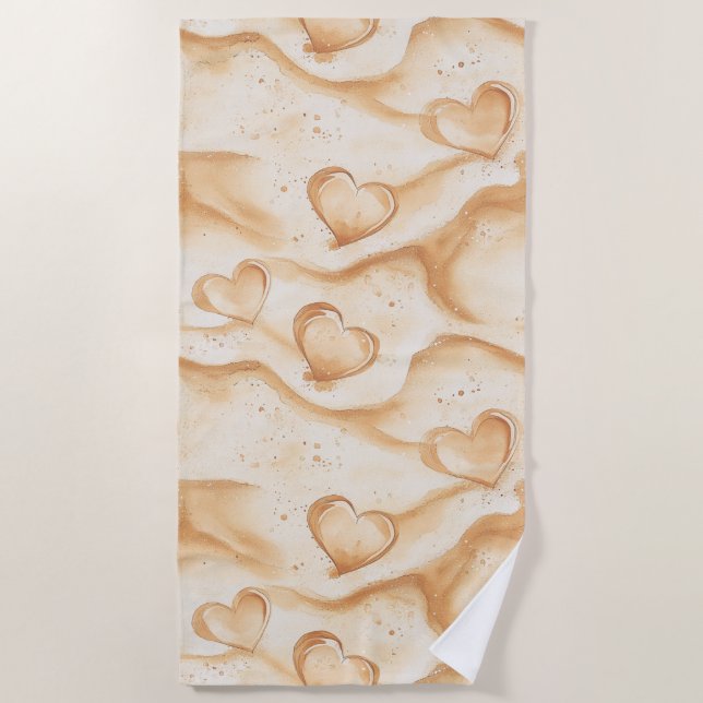 Serviette De Plage Coeurs tropicaux à Sand Beach (Devant)
