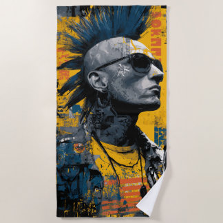 Serviette De Plage Coiffure punk Iroquois Mohawk Street Art