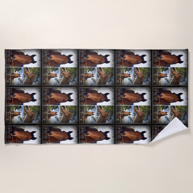 Serviette De Plage Collage photo de cheval Brown, (Devant)