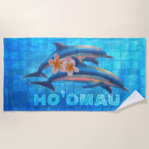 Serviette De Plage Collage primitif des dauphins hawaïens HO’OMAU