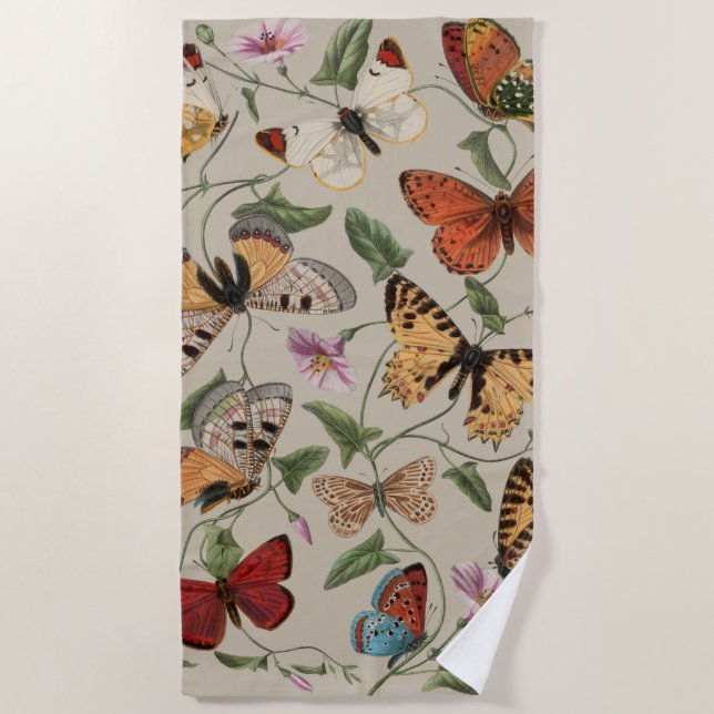 Serviette De Plage Collection de la papillon Moth Nature Dessin (Devant)
