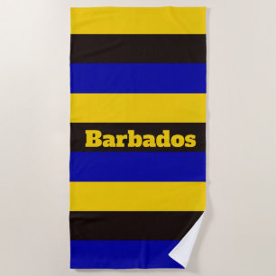 Serviette De Plage Colonnes de bande de drapeau de la Barbade