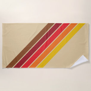 Serviette De Plage Coloré les années 70 80s Retro Racing Stripes
